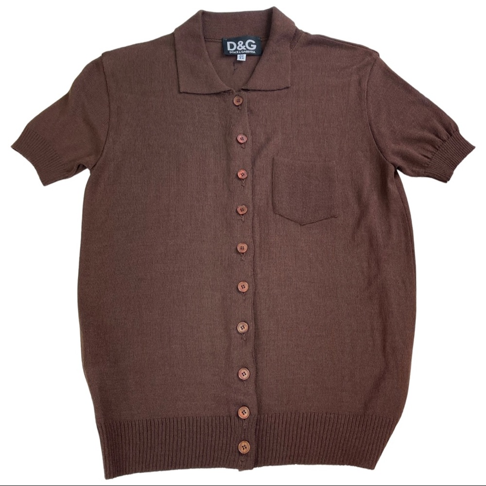 VTG Dolce & Gabbana D&G Knit Top Shirt Brown 44